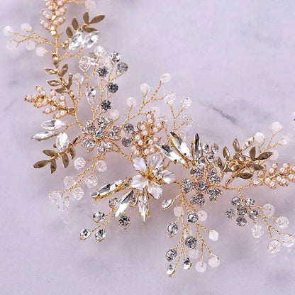 Seine - Bohemian Crystal and Pearl Bridal Belt/Sash - Available in Gold and Silver