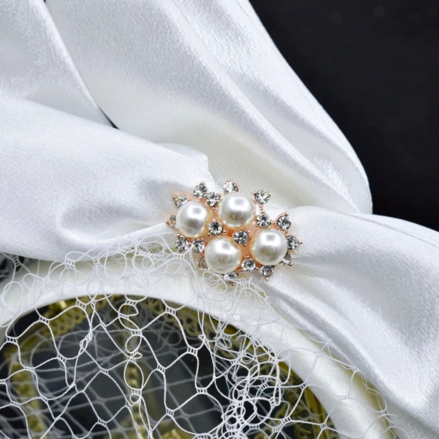Starly - Bridal Birdcage Veil with Satin Headband and Bow