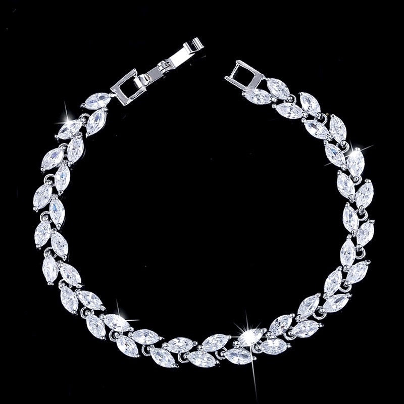 Rebecca - Cubic Zirconia Bridal Bracelet - Available in Silver, Rose Gold and Yellow Gold
