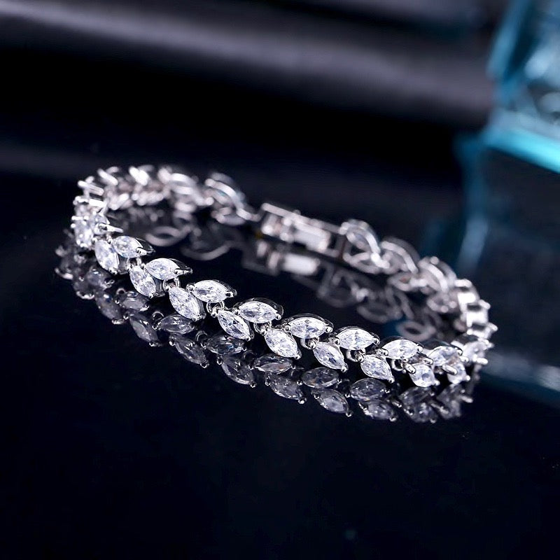Rebecca - Cubic Zirconia Bridal Bracelet - Available in Silver, Rose Gold and Yellow Gold