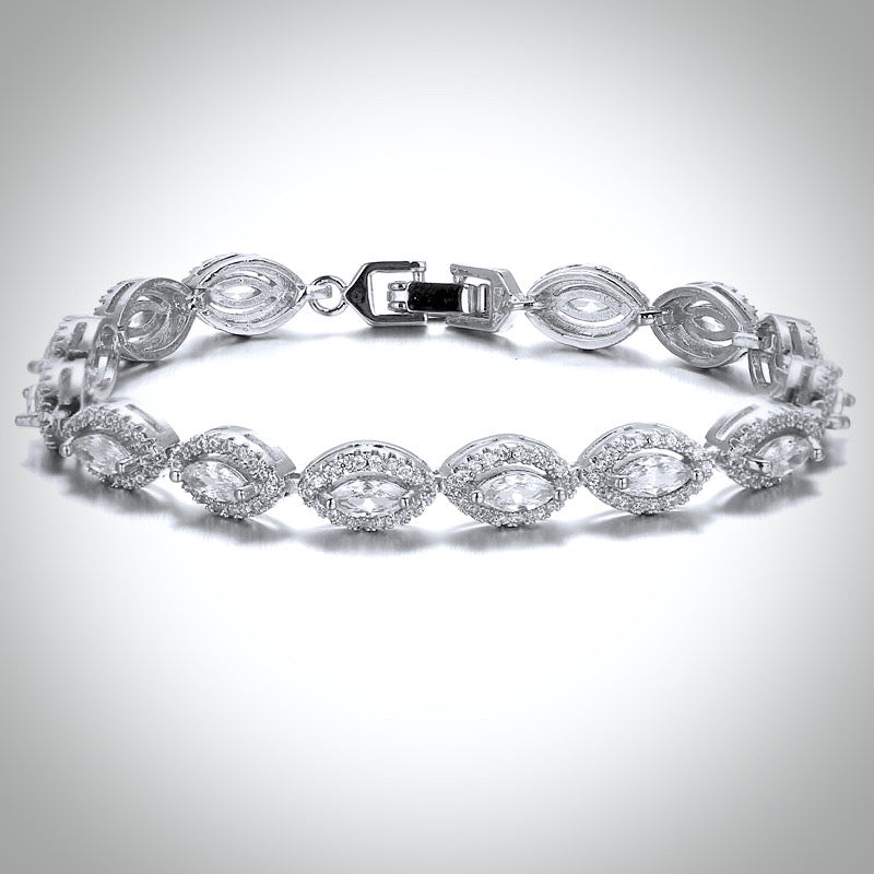 "Adley" - Cubic Zirconia Bridal Bracelet - Available in Silver, Rose Gold and Yellow Gold
