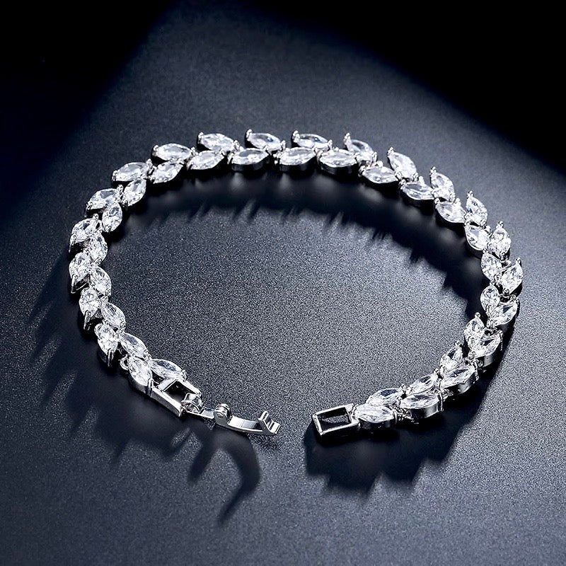 Rebecca - Cubic Zirconia Bridal Bracelet - Available in Silver, Rose Gold and Yellow Gold