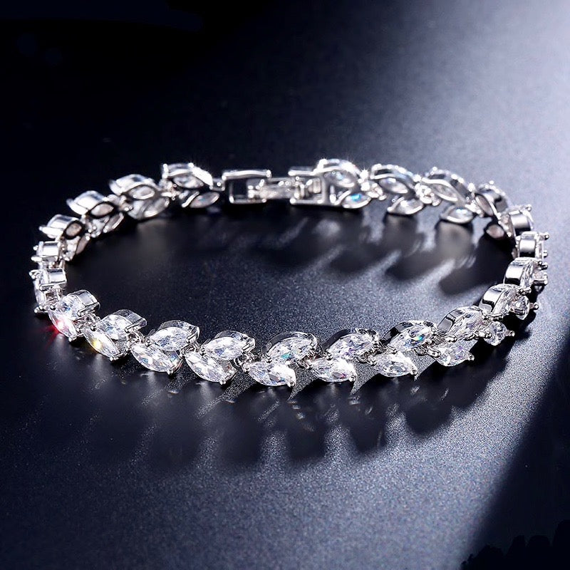 Rebecca - Cubic Zirconia Bridal Bracelet - Available in Silver, Rose Gold and Yellow Gold