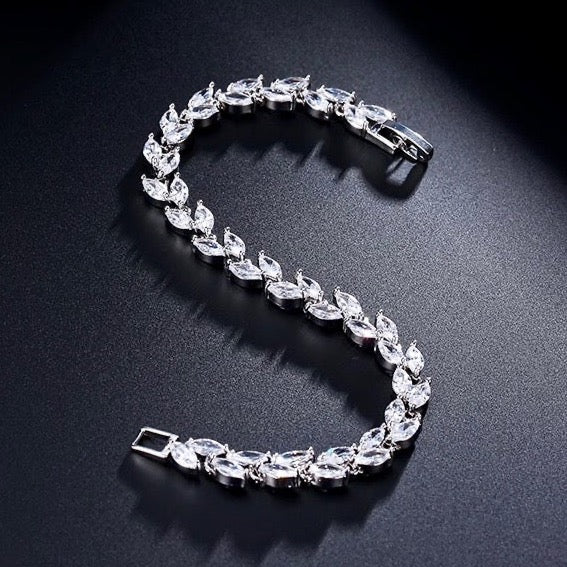 Rebecca - Cubic Zirconia Bridal Bracelet - Available in Silver, Rose Gold and Yellow Gold