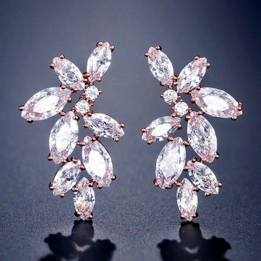 "Micah" - Cubic Zirconia Bridal Earrings - Available in Silver, Rose Gold and Yellow Gold
