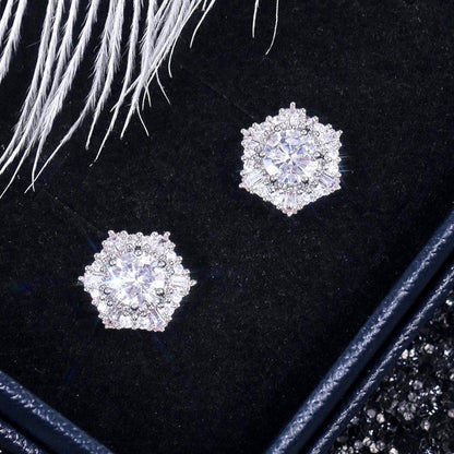 Dixie - Cubic Zirconia Bridal Stud Earrings - Available in Silver and Rose Gold