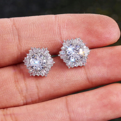 Dixie - Cubic Zirconia Bridal Stud Earrings - Available in Silver and Rose Gold