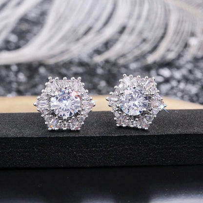 Dixie - Cubic Zirconia Bridal Stud Earrings - Available in Silver and Rose Gold
