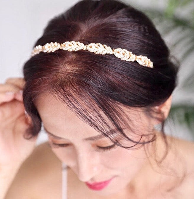 "Analise" - Crystal Bridal Headband - Available in Rose Gold, Silver and Yellow Gold