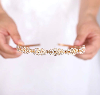 "Analise" - Crystal Bridal Headband - Available in Rose Gold, Silver and Yellow Gold