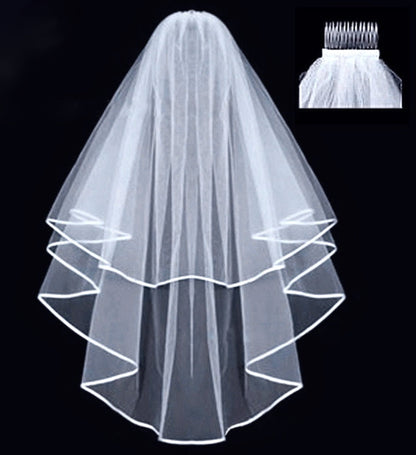 "Kelynn" - Satin Edge Fingertip Length Bridal Veil