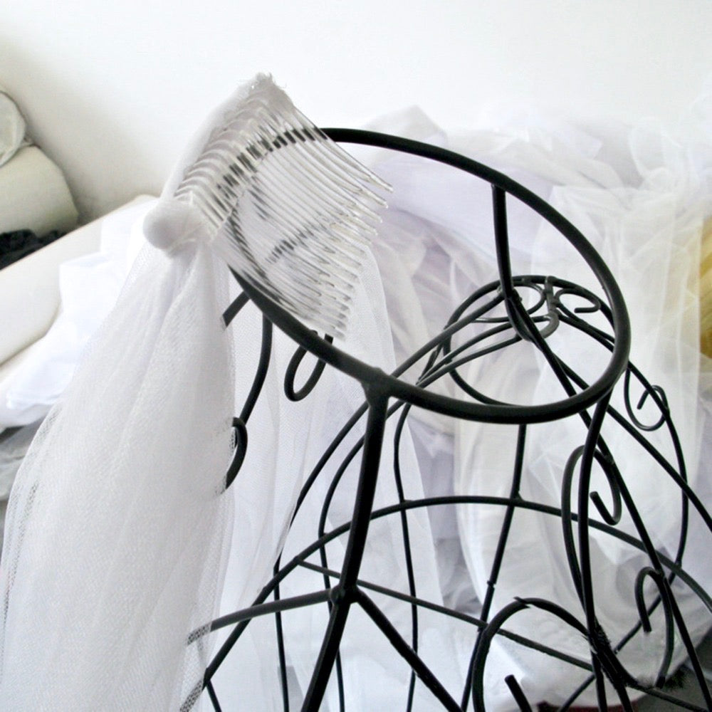 "Kelynn" - Satin Edge Fingertip Length Bridal Veil