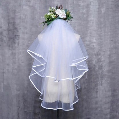 "Kelynn" - Satin Edge Fingertip Length Bridal Veil