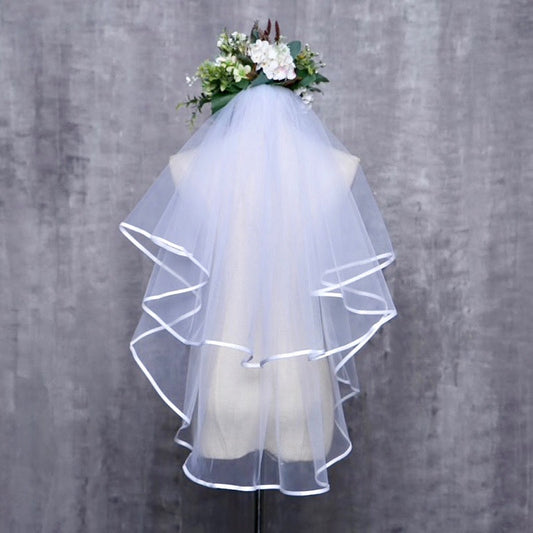 "Kelynn" - Satin Edge Fingertip Length Bridal Veil
