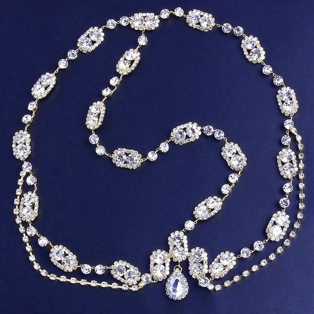 "Virginia" - Crystal Bridal Forehead Accessory - Available in Silver and Gold
