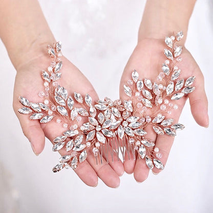 Ina - Pearl and Crystal Bridal Hair Comb - Available in Silver, Rose Gold and Yellow Gold
