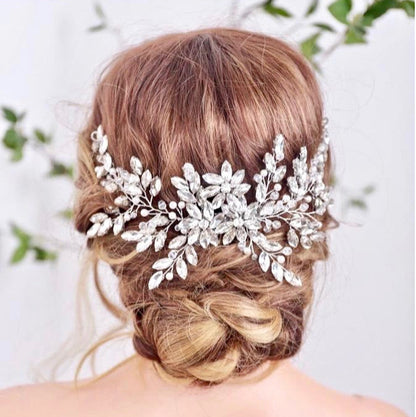 Ina - Pearl and Crystal Bridal Hair Comb - Available in Silver, Rose Gold and Yellow Gold