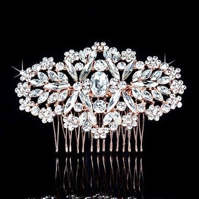 Helena - Crystal Bridal Hair Comb - Available in Silver, Rose Gold and Yellow Gold