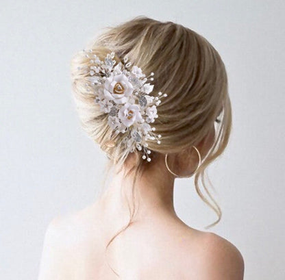Eline - Ceramic Flower Bridal Hair Comb