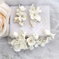 McKenna - Ceramic Flowers Bridal Hair Comb and Earrings Set - Available in Gold and Silver