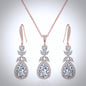 Kendra - Cubic Zirconia Bridal Backdrop Necklace Earrings Set - Available in Silver and Rose Gold