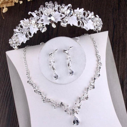 "Giada" - Bridal 3-Piece Jewelry Set With Tiara - Available in Gold and Silver