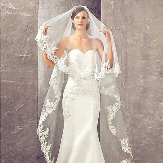 "Rhoda" - Wedding Lace Mantilla Veil - Cathedral Length