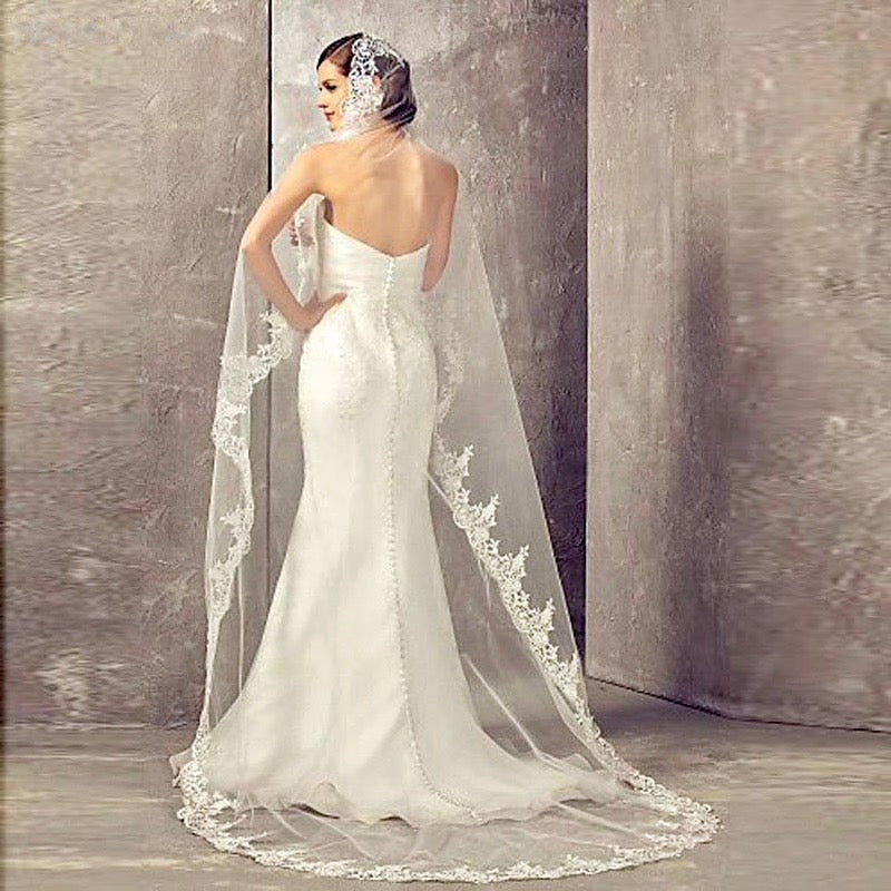 "Rhoda" - Wedding Lace Mantilla Veil - Cathedral Length