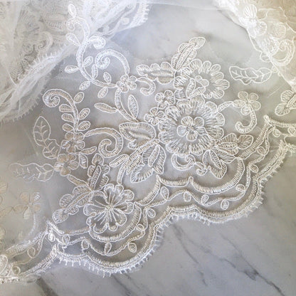 "Rhoda" - Wedding Lace Mantilla Veil - Cathedral Length