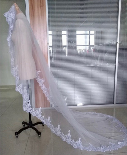 "Rhoda" - Wedding Lace Mantilla Veil - Cathedral Length
