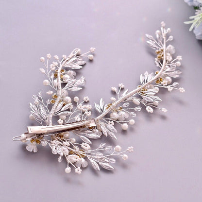Genoa - Pearl and Crystal Bridal Hair Clip/Vine - Available in Silver and Gold
