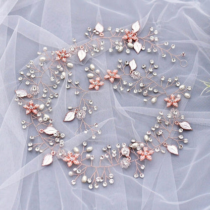 "Lucinda" - Pearl and Crystal Bridal Long Hair Vine - Available in Silver, Rose Gold and Yellow Gold