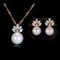 Catherine - Pearl and Cubic Zirconia Jewelry Set - Available in Silver and Gold