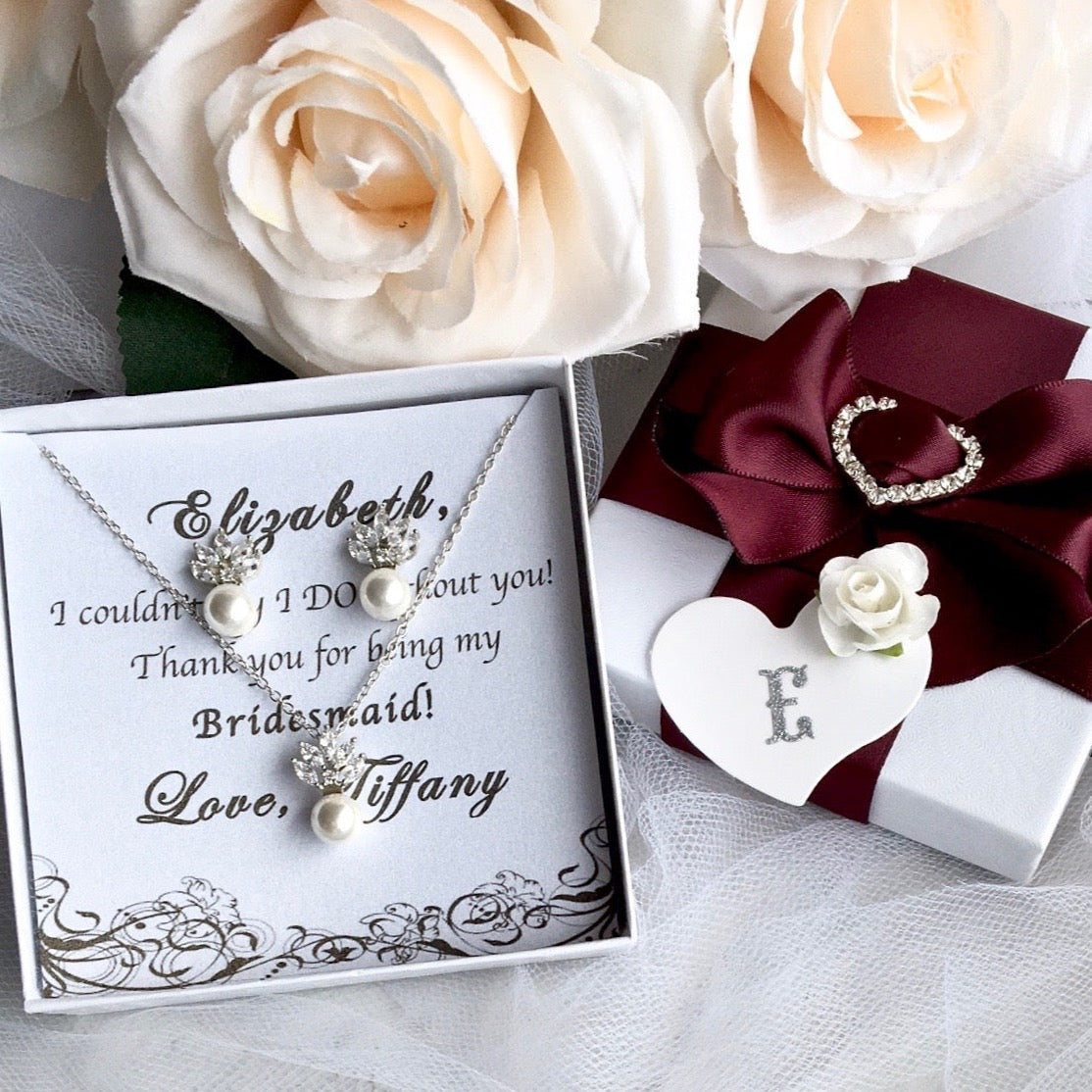 Catherine - Pearl and Cubic Zirconia Jewelry Set - Available in Silver and Gold