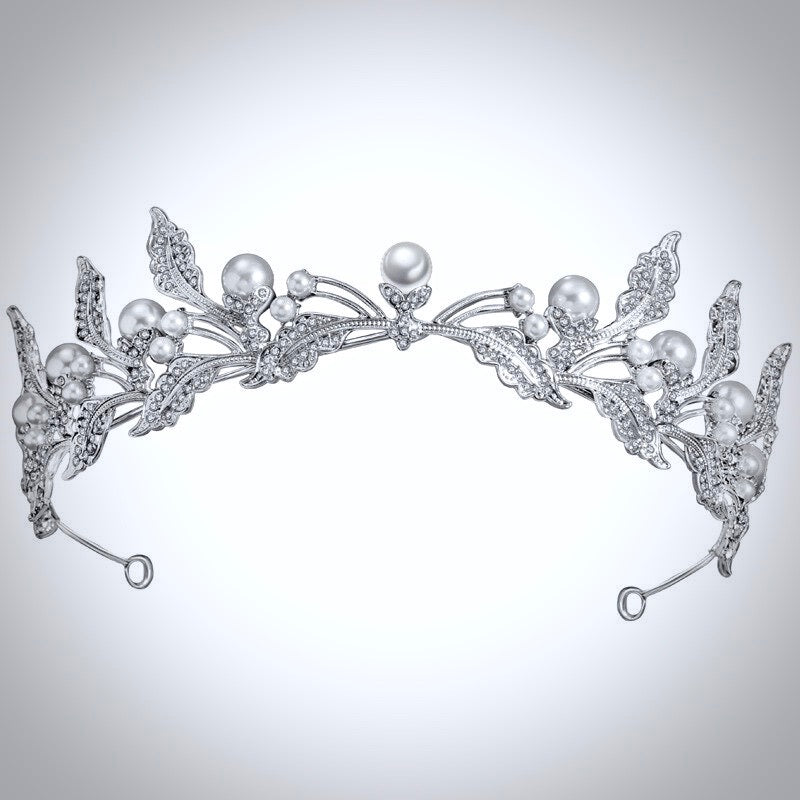 "Xyra" - Wedding Pearl and Rhinestone Tiara