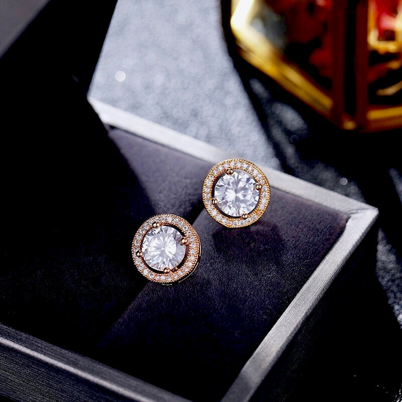 "Pandora" - Cubic Zirconia Stud Earrings - Available in Silver, Rose Gold and Yellow Gold