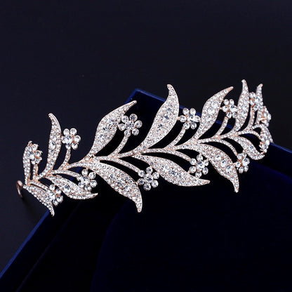 Lady Mary - Micro-Pave Crystal Bridal Half Tiara Headband - Available in Silver, Rose Gold and Yellow Gold