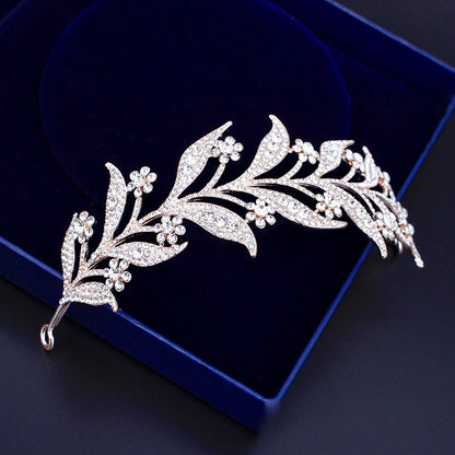 Lady Mary - Micro-Pave Crystal Bridal Half Tiara Headband - Available in Silver, Rose Gold and Yellow Gold