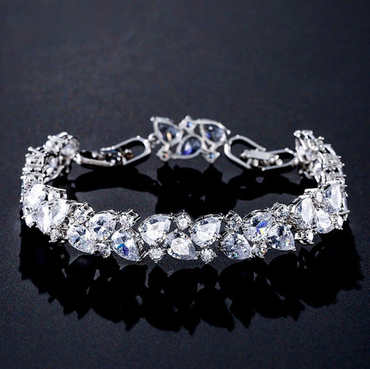 Jessica - Cubic Zirconia Bridal Bracelet - Available in Silver, Rose Gold and Yellow Gold