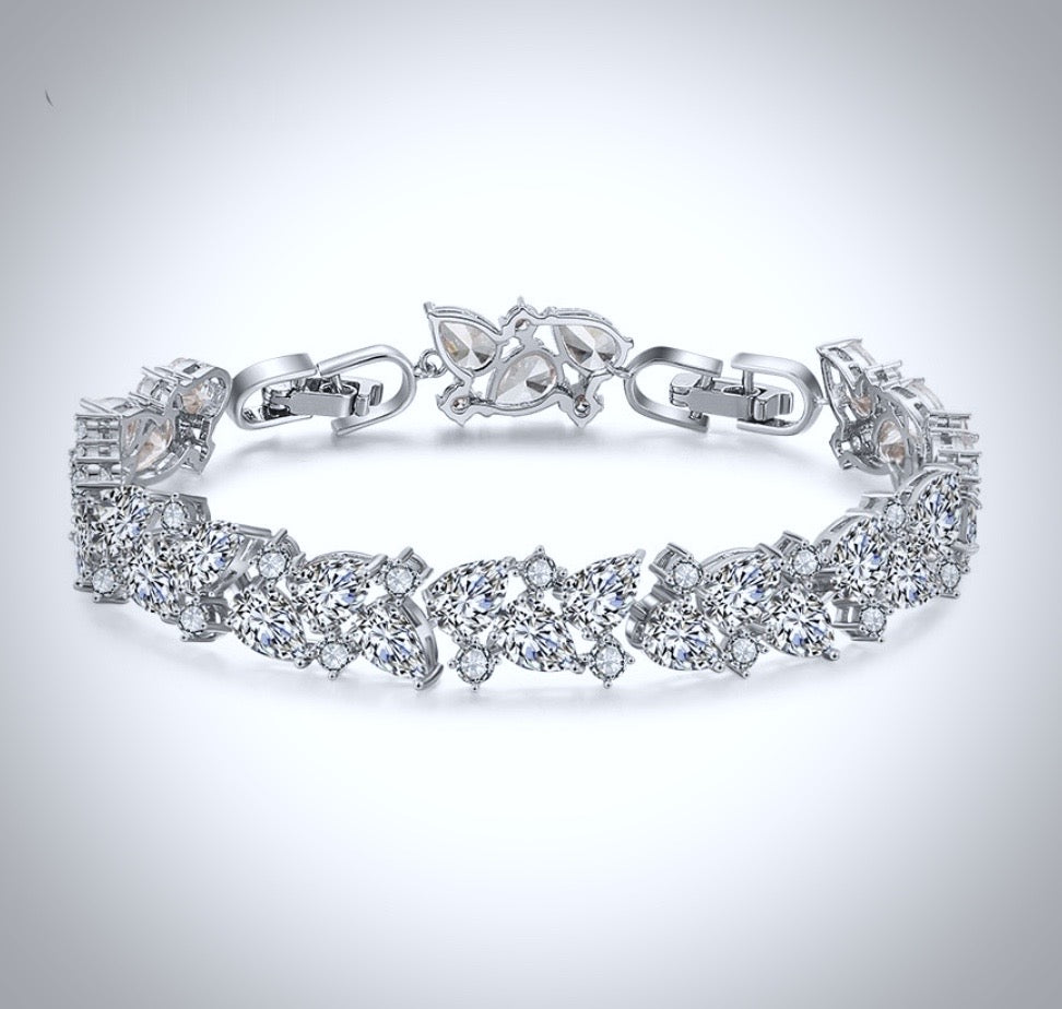 Jessica - Cubic Zirconia Bridal Bracelet - Available in Silver, Rose Gold and Yellow Gold
