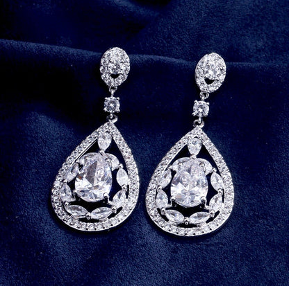 "Alanis" - Cubic Zirconia Bridal Earrings - Available in Rose Gold and Silver