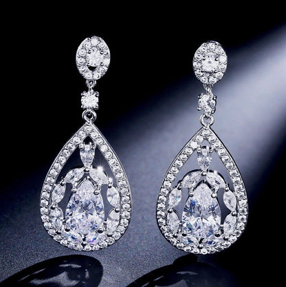 "Alanis" - Cubic Zirconia Bridal Earrings - Available in Rose Gold and Silver