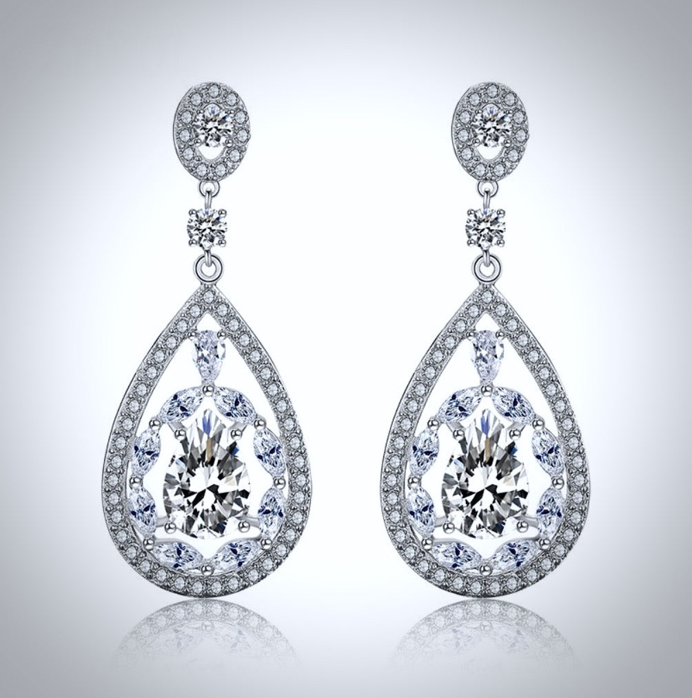 "Alanis" - Cubic Zirconia Bridal Earrings - Available in Rose Gold and Silver