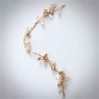Genevieve - Bohemian Gold Bridal Headband, Hair Comb and Hair Pins Set
