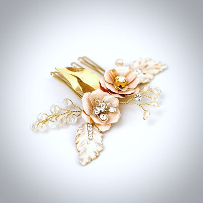Genevieve - Bohemian Gold Bridal Headband, Hair Comb and Hair Pins Set