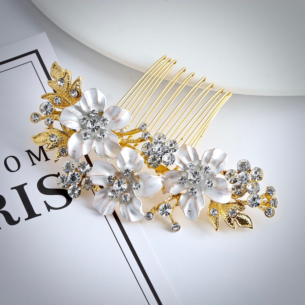 "Giulia" - Crystal Bridal Hair Comb - Available in Gold and Silver