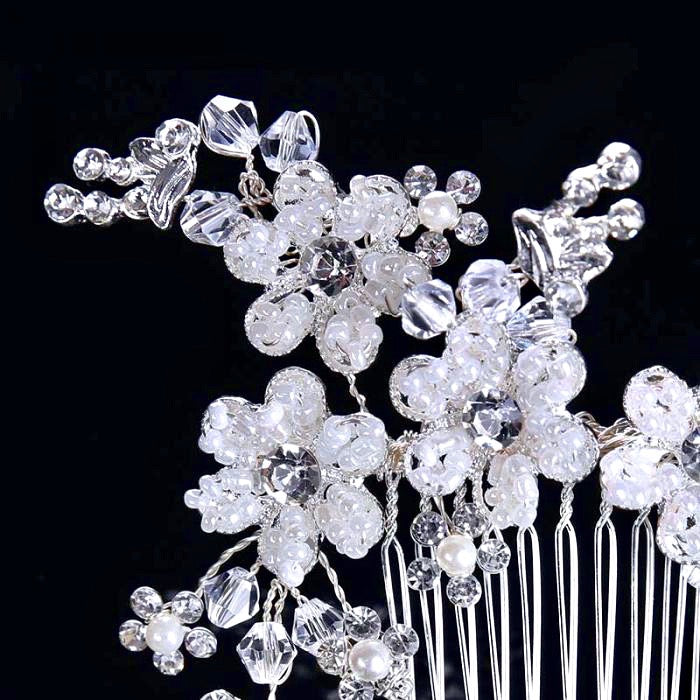 "Carmen" - Silver Pearl and Crystal Bridal Hair Comb