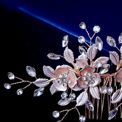Myra - Floral Bridal Hair Comb - Available in Silver, Rose Gold and Yellow Gold