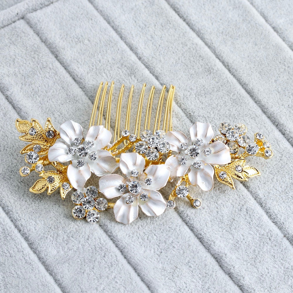 "Giulia" - Crystal Bridal Hair Comb - Available in Gold and Silver