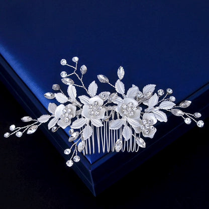 Myra - Floral Bridal Hair Comb - Available in Silver, Rose Gold and Yellow Gold